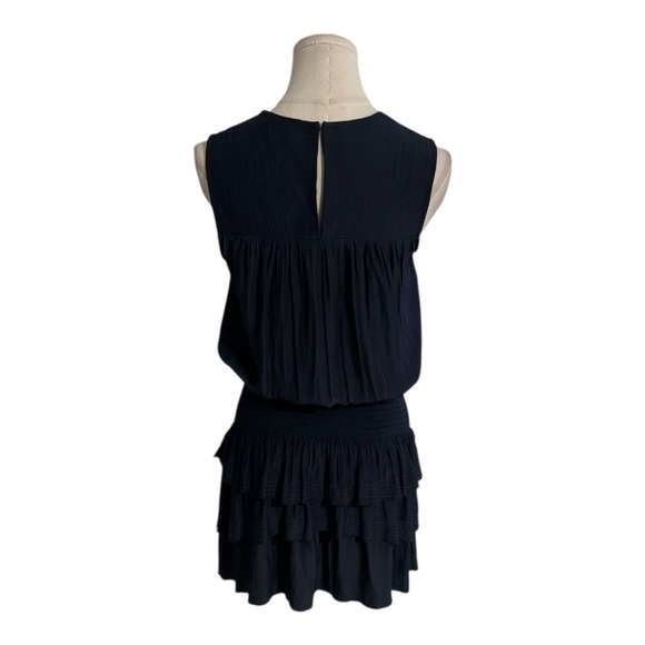 Ramy Brook Navy Blue Sleeveless Tiered Mini Dress Smocked Waist Size XS Party - Picture 3 of 9